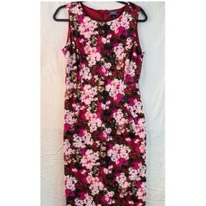 Land’s End Stretch Floral Sheath Dress in Pink and Green